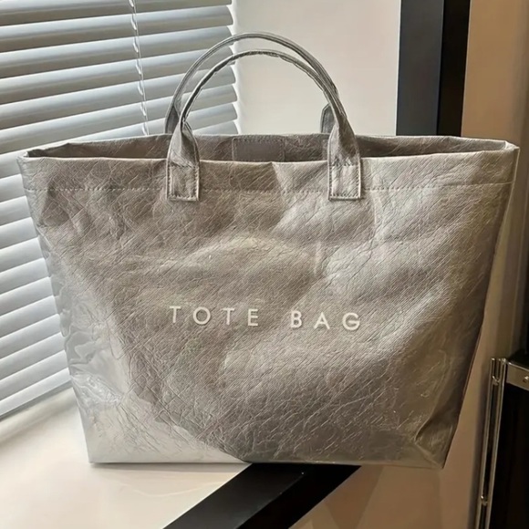 Large Kraft Shopping or Beach Tote Bag w/PVC Coating in Multiple Colors ❤️NEW❤️ - Picture 2 of 5